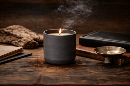 Limewick Smoke and Suede coconut wax melt in cedar and amberwood scent, 60g clamshell